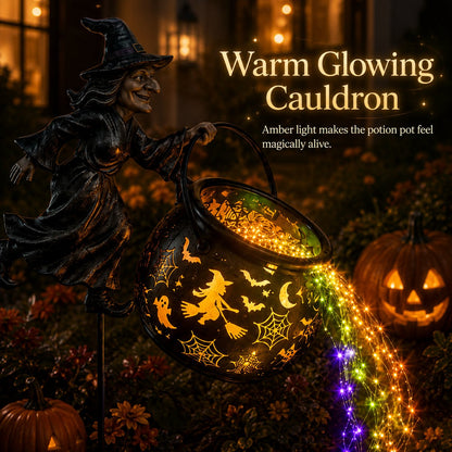 Halloween witch cauldron garden light – image 5