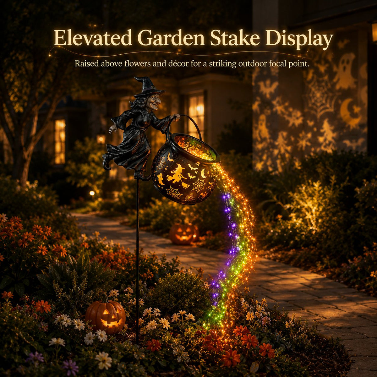 Halloween witch cauldron garden light – image 7