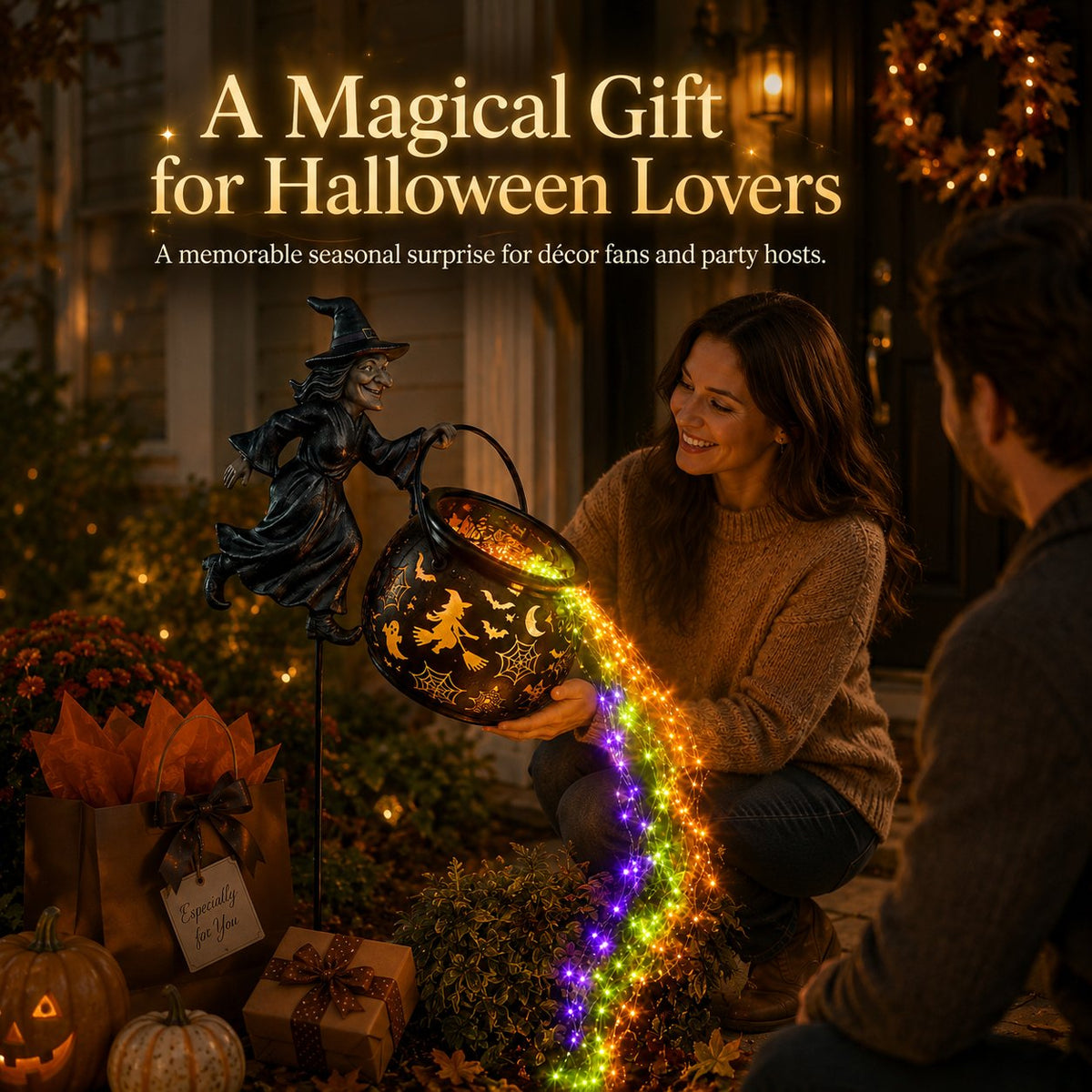 Halloween witch cauldron garden light – image 10