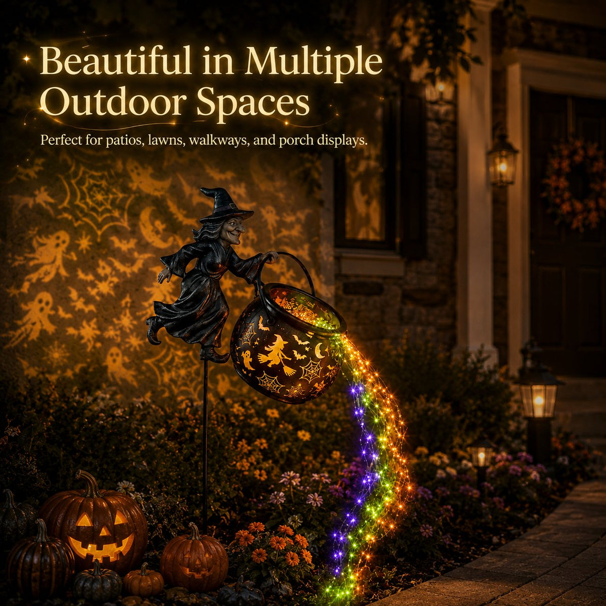 Halloween witch cauldron garden light – image 8