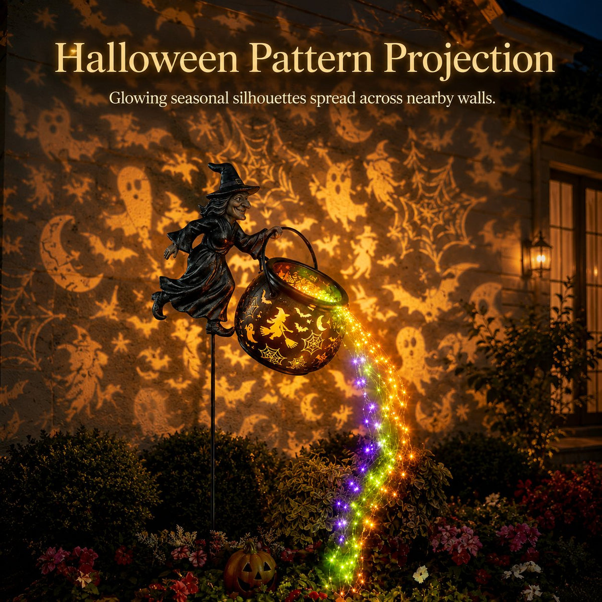 Halloween witch cauldron garden light – image 4