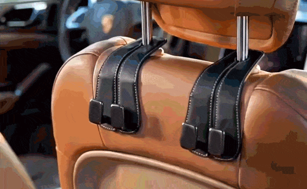Suede car seat hook — animated demonstration 6